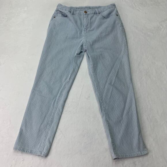 Chico's Sz 10 Petite So Slimming Girlfriend Slim Leg Blue White Stretch Jeans - Picture 10 of 10